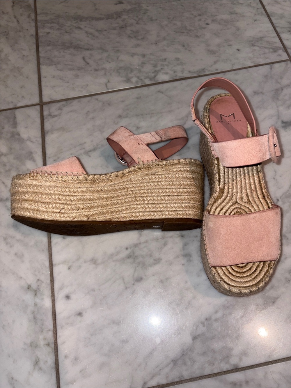 Marc Fisher pink platform espadrilles